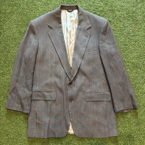 Vintage Bill Blass Men’s Houndstooth Jacket Sz 42 L Brown Plaid 100% Wool 80’s
